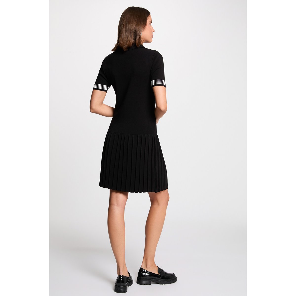 Robe courte col polo noir, MORGAN