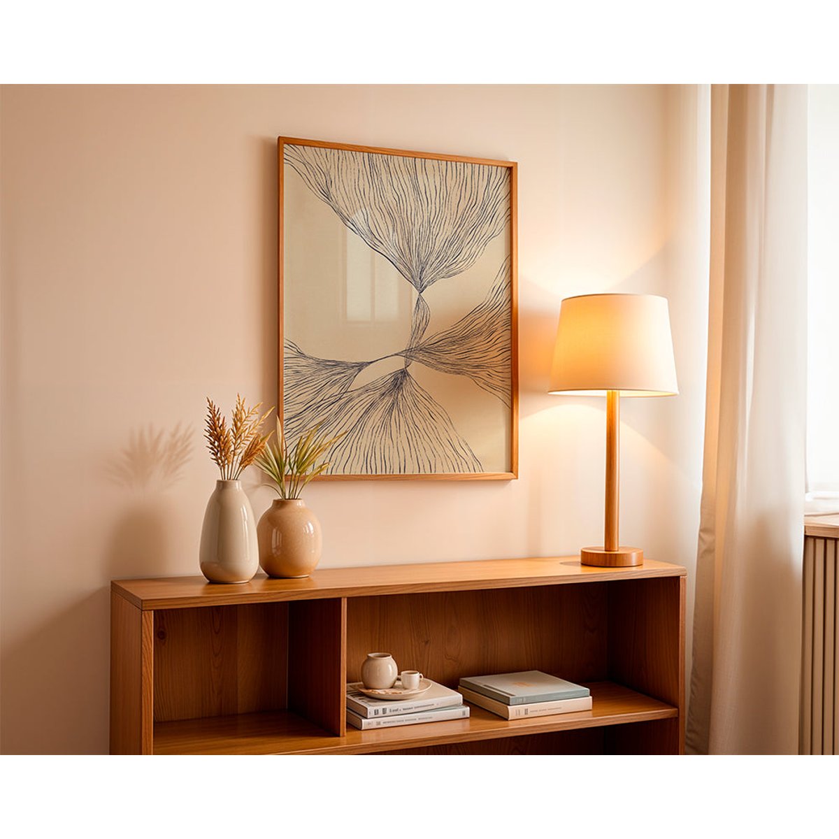 Affiche avec tableau décoratif, 50 x 70 cm beige, HANNUN