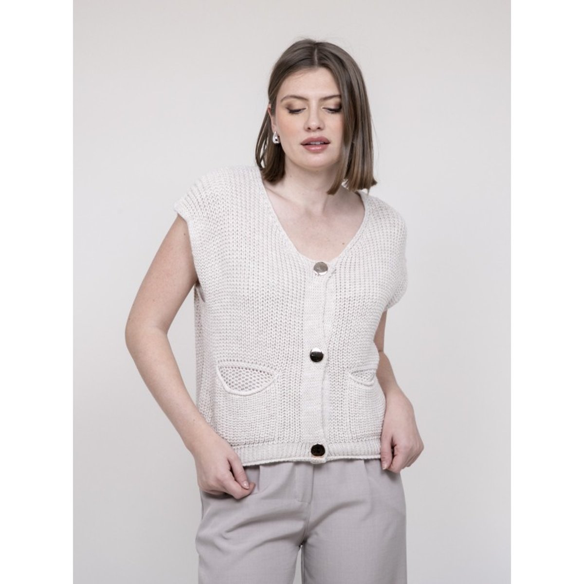 Cardigan Manches Courtes Korena ecru, DONA LISA