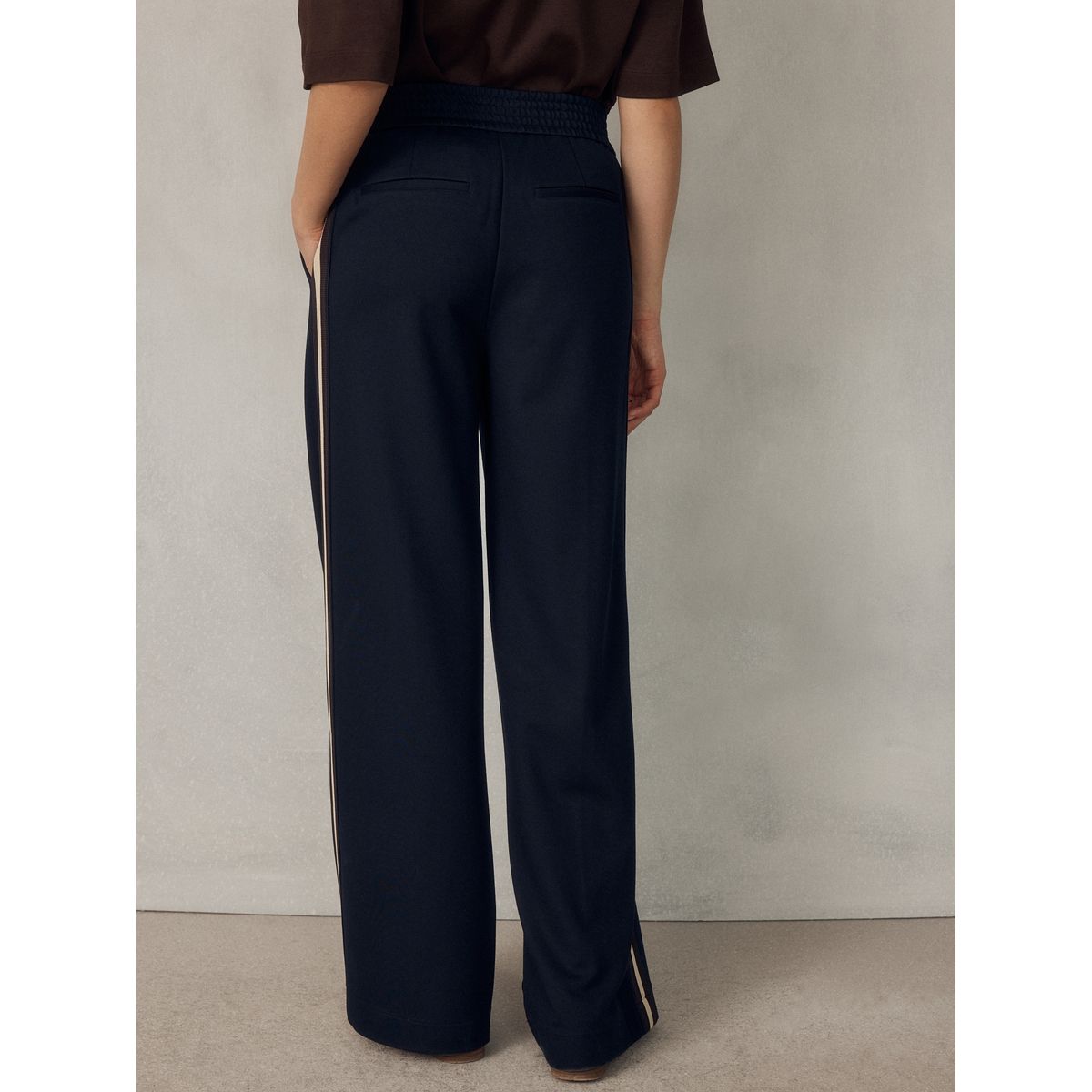 Pantalon large en point de rome à rayures bleu marine, NEXT