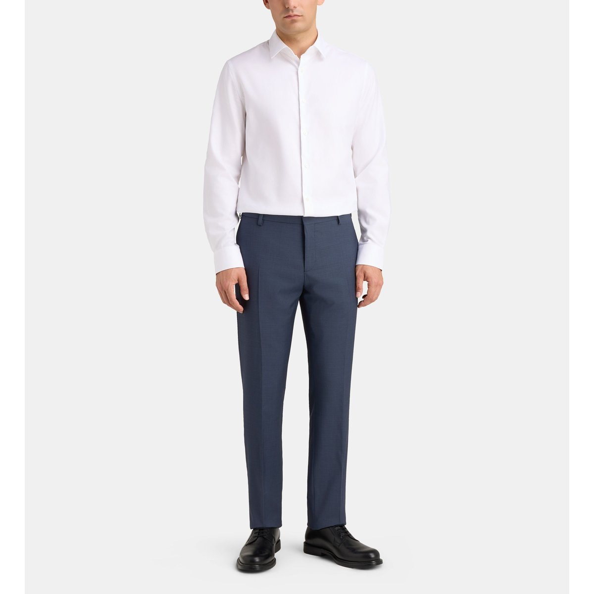 Pantalon de costume ajusté bellino armure laine bleu marine, COMPTOIR GL