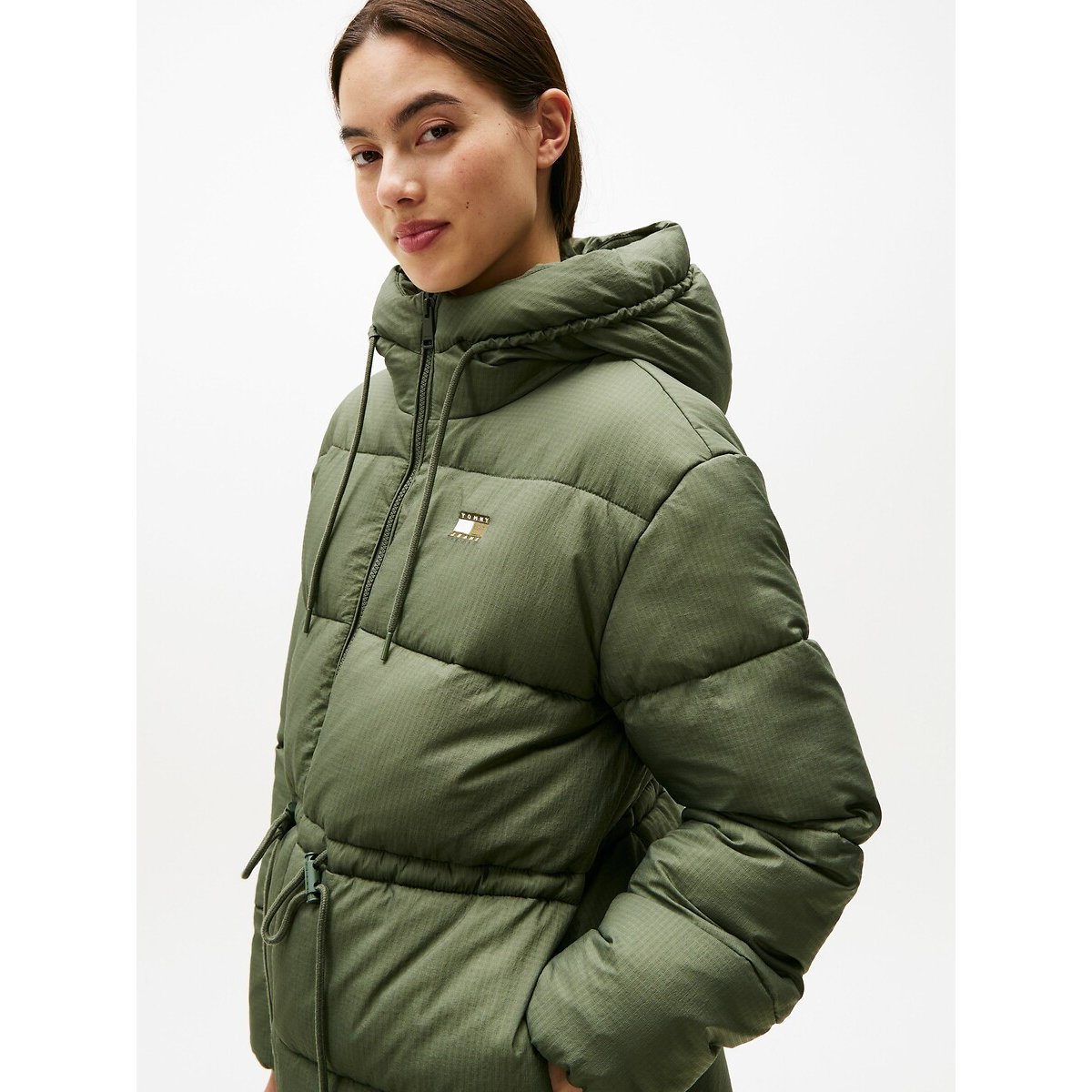 Hooded Padded Jacket khaki, TOMMY JEANS