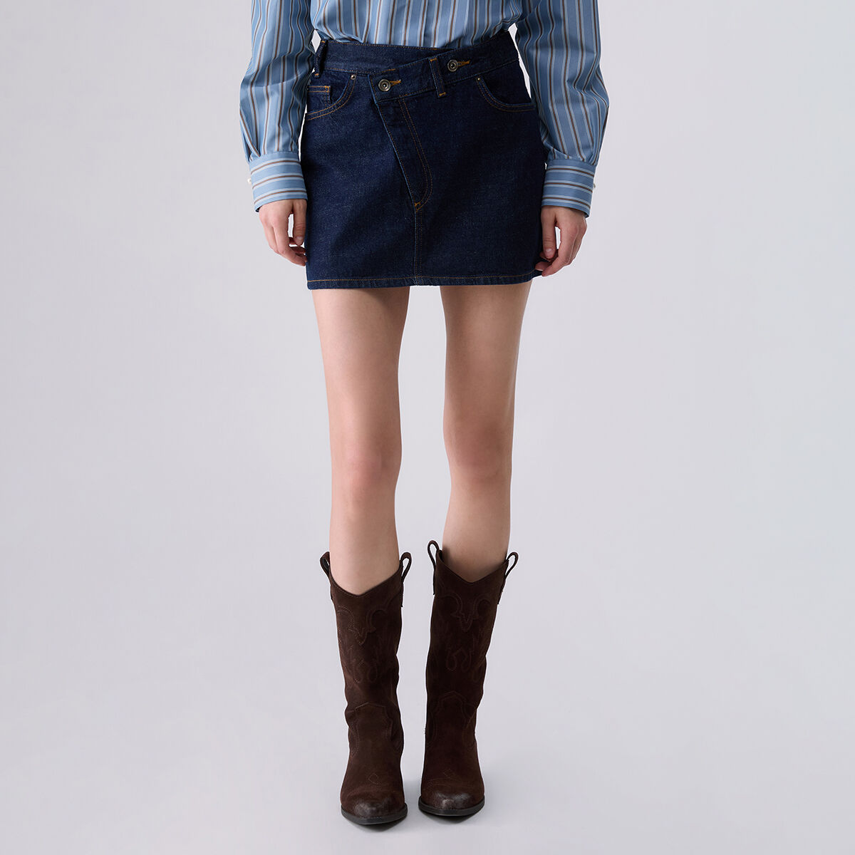 Minijupe asymétrique en denim délavage normal, LIU JO