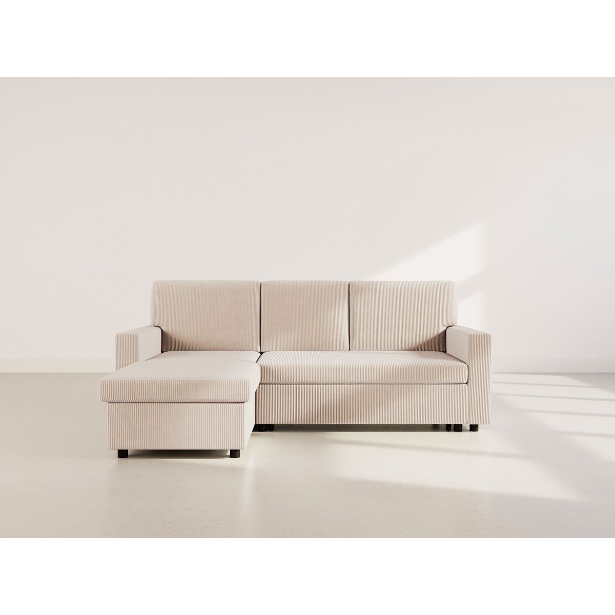 Canapé d’angle convertible velours côtelé, MEIYA beige, BEST MOBILIER