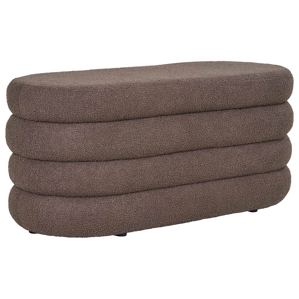 Pouf avec rangement en tissu bouclette, NEO marron, BEST MOBILIER