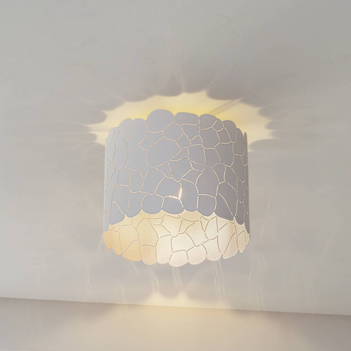 Plafonnier en métal moderne, Aralena blanc, LINDBY