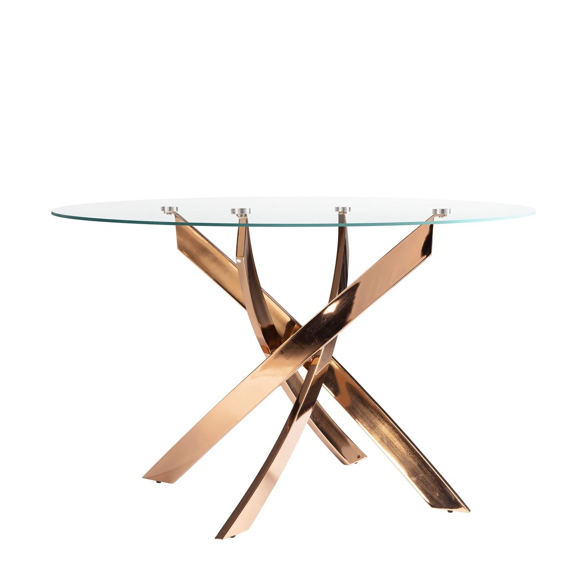 Table de salle à manger ronde en verre trempé et acier cristal | rose, ANGEL CERDA