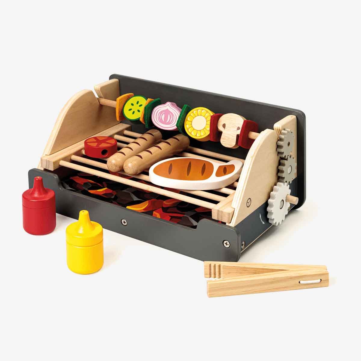 Barbecue en bois et ses accessoires blanc, OXYBUL