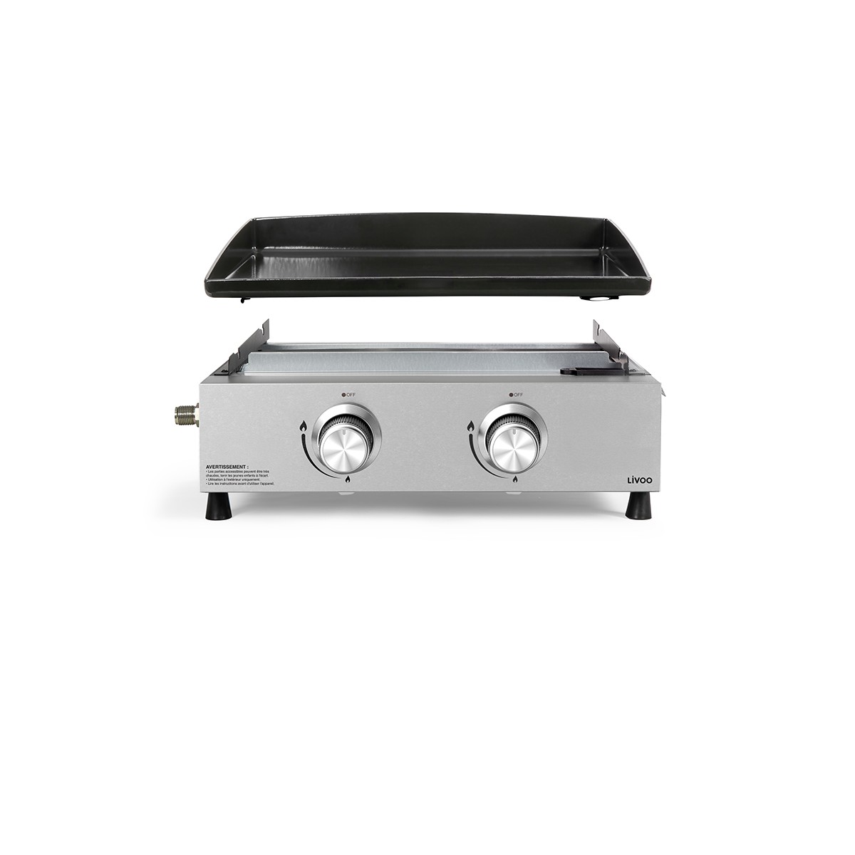Plancha gaz 2 brûleurs couleur unique, LIVOO