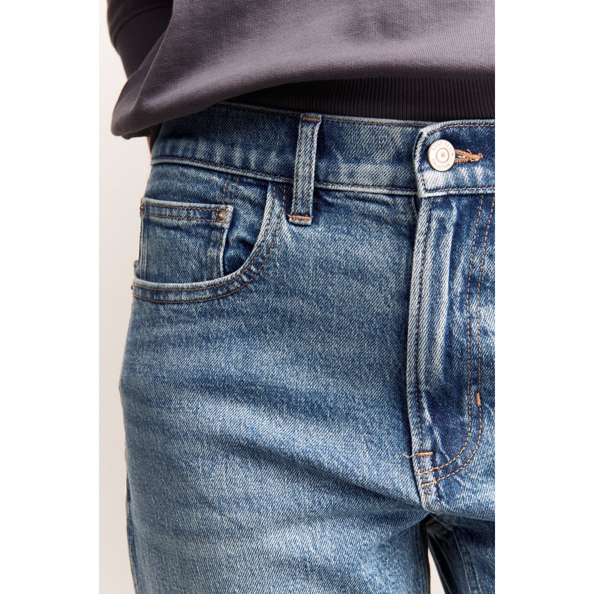 Jean mom stretch confortable jean bleu moyen, NEXT
