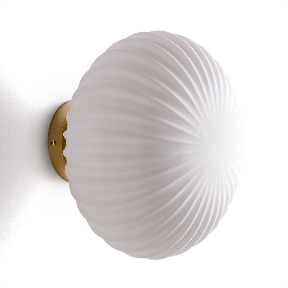 Plafonnier ou applique, en laiton et verre opaline, AMIA blanc/laiton, LA REDOUTE INTERIEURS