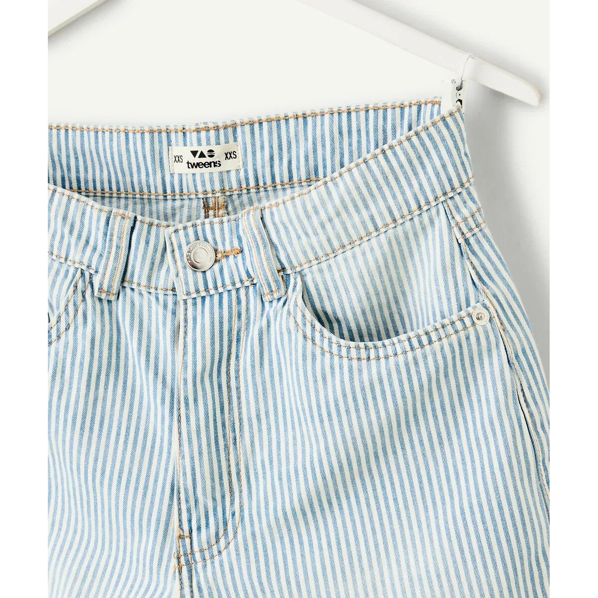Striped Mom Shorts denim blue, TAPE A L'OEIL