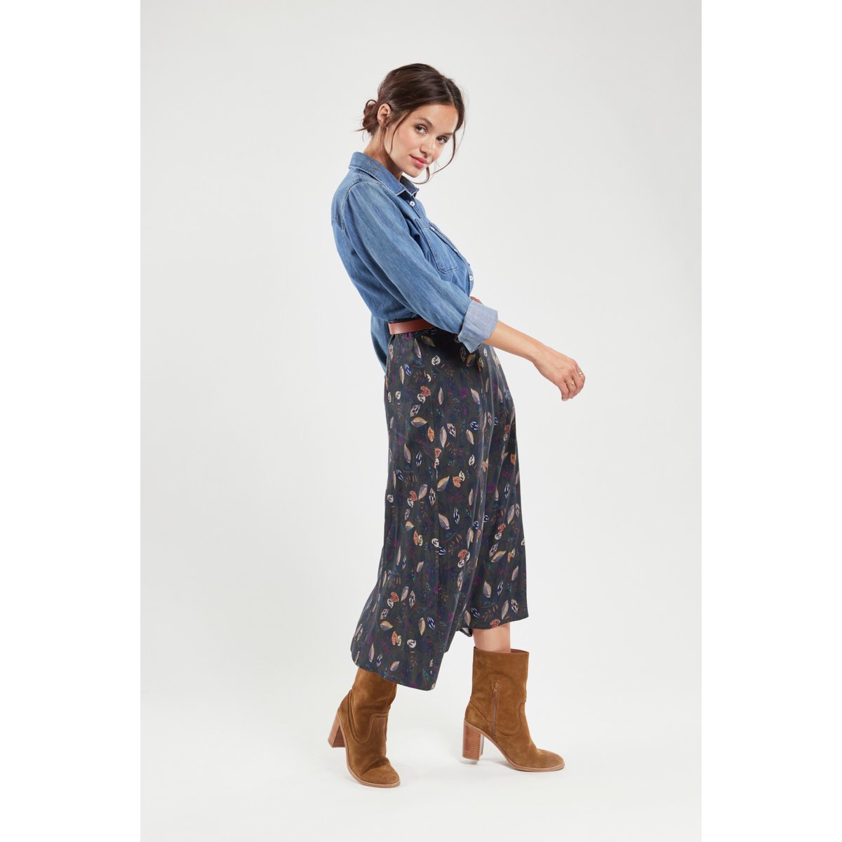 Jupe longue Flavie feuillage automnal, TERRE & MER