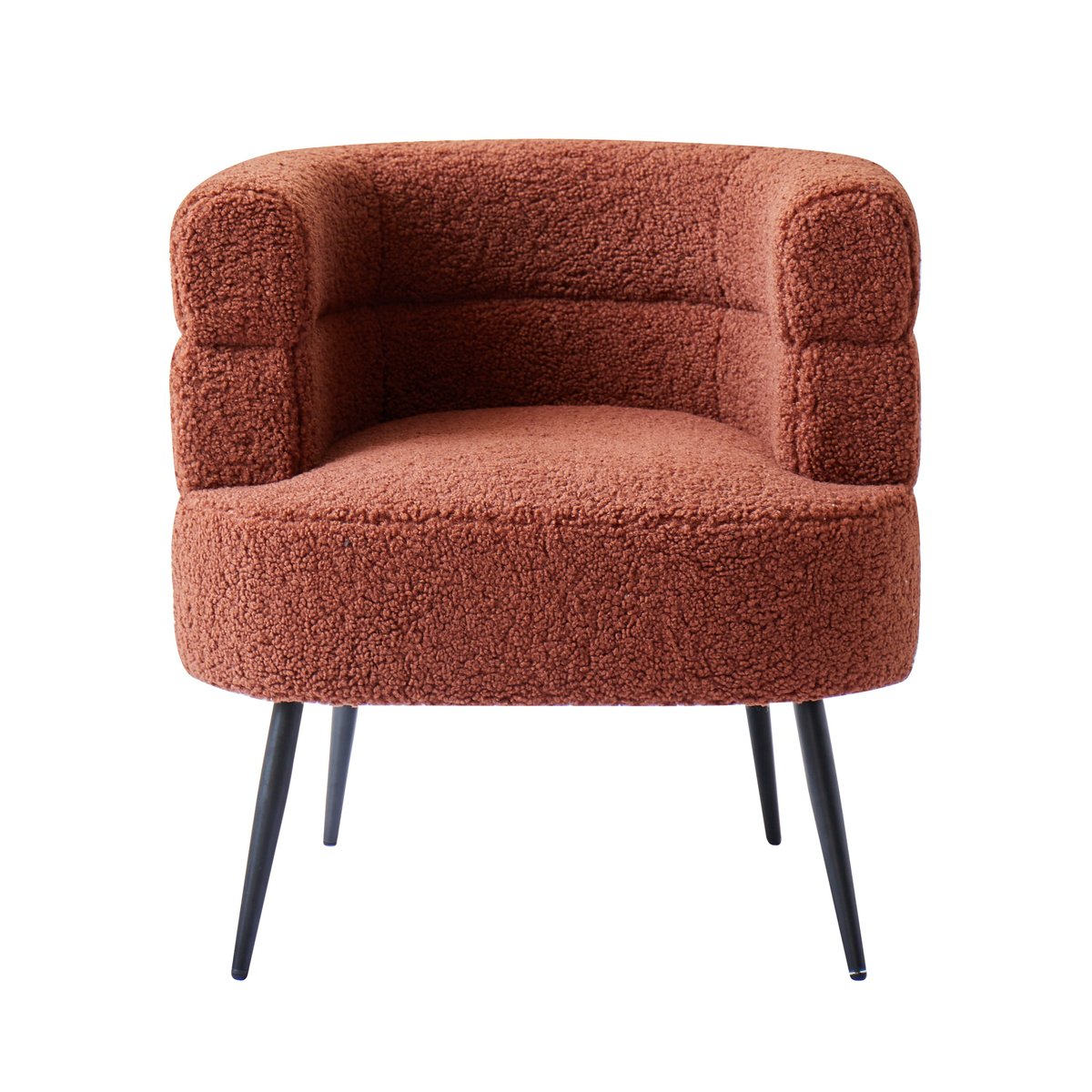 Fauteuil de salon métal et bouclette, KORGEN terracotta et noir, NORDLYS