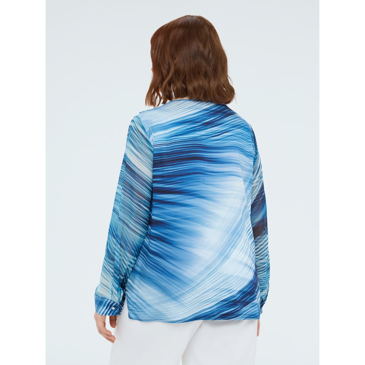 Blouse imprimée à volants bleu, FIORELLA RUBINO