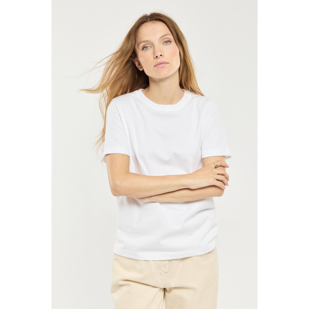 T-shirt en coton épais bio blanc, ARMOR-LUX
