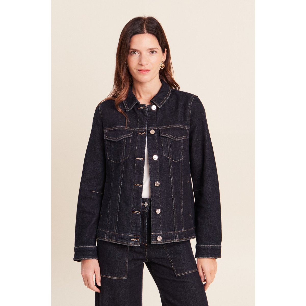 Veste cintrée courte en jean denim brut, BREAL