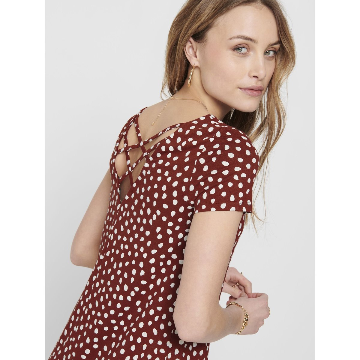 Robe courte, croisé au dos henna, ONLY