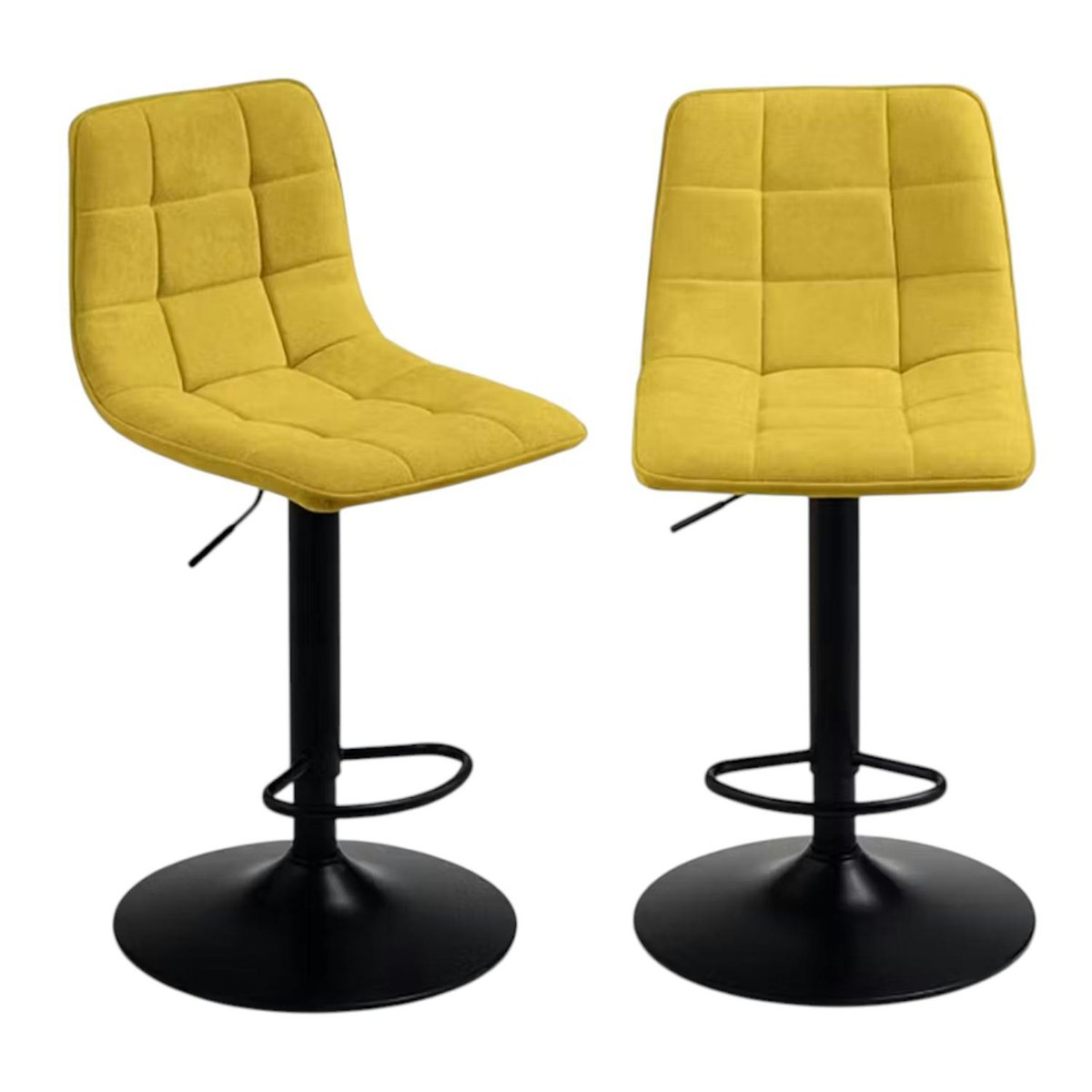 Chaise de bar réglable en tissu (lot de 2) LORA moutarde, PIER IMPORT