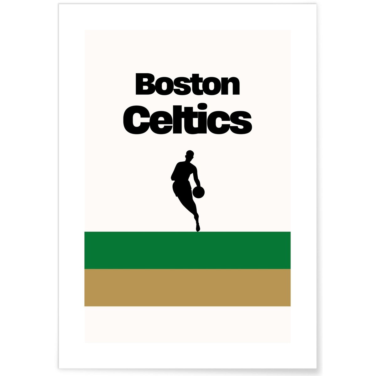 Affiche Boston Celtics - Design minimaliste blanc, L'AFFICHERIE