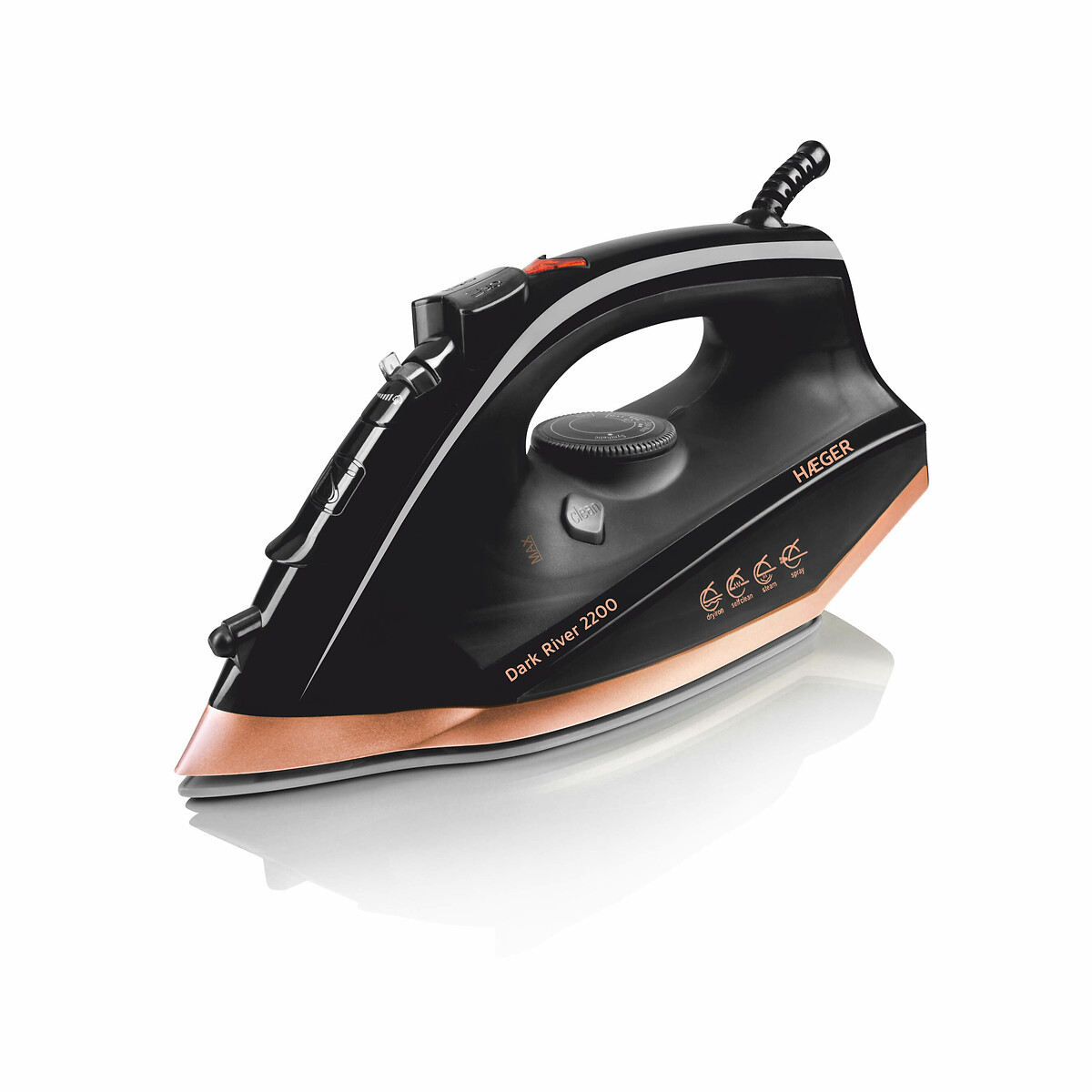 Ferro a vapor Dark River, HAEGER preto , HAEGER