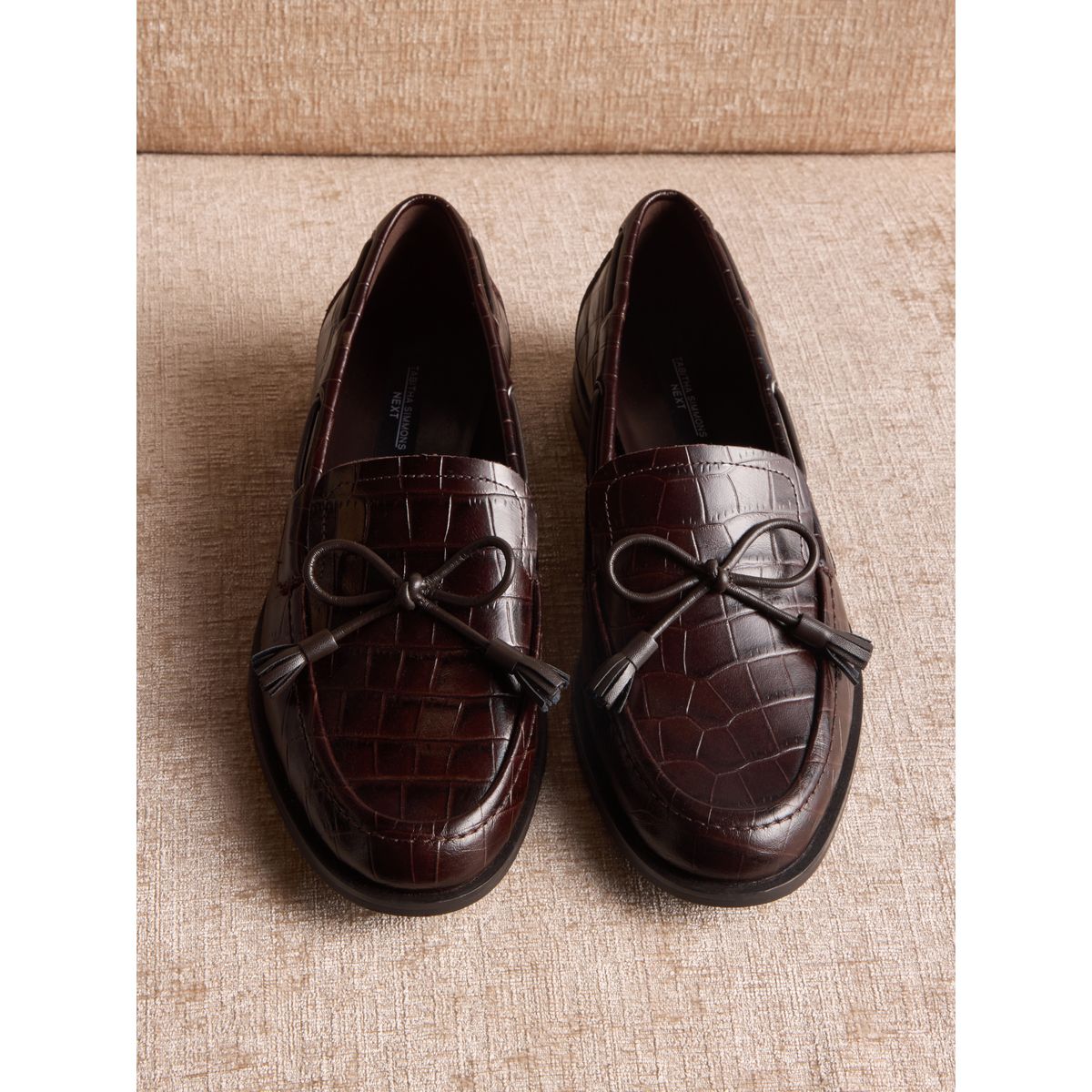 Mocassins en cuir tabitha simmons x next crocodile en relief marron chocolat, NEXT