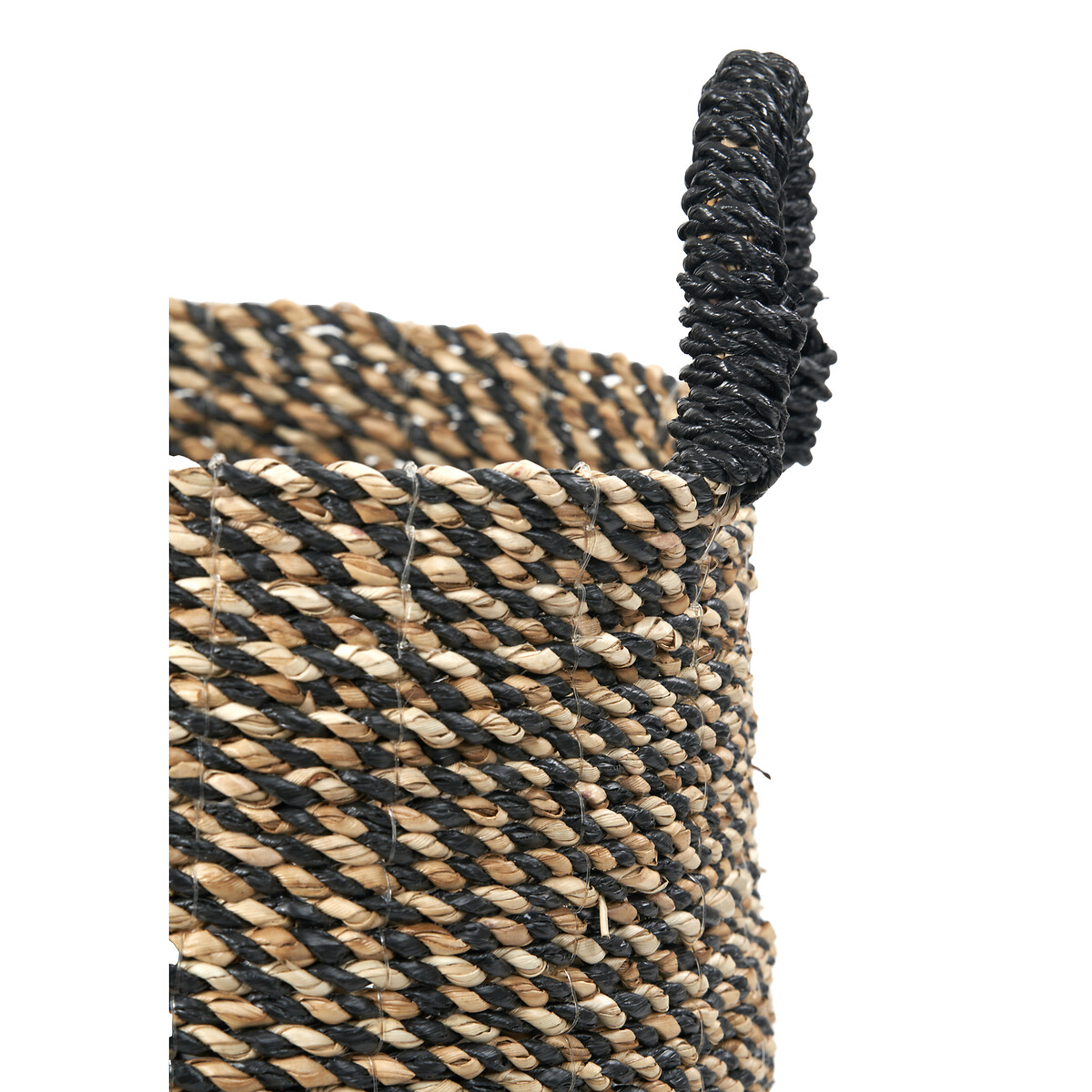 Set of 2 Natural & Black Seagrass Baskets with Handles natural/black, ÉDITÉ