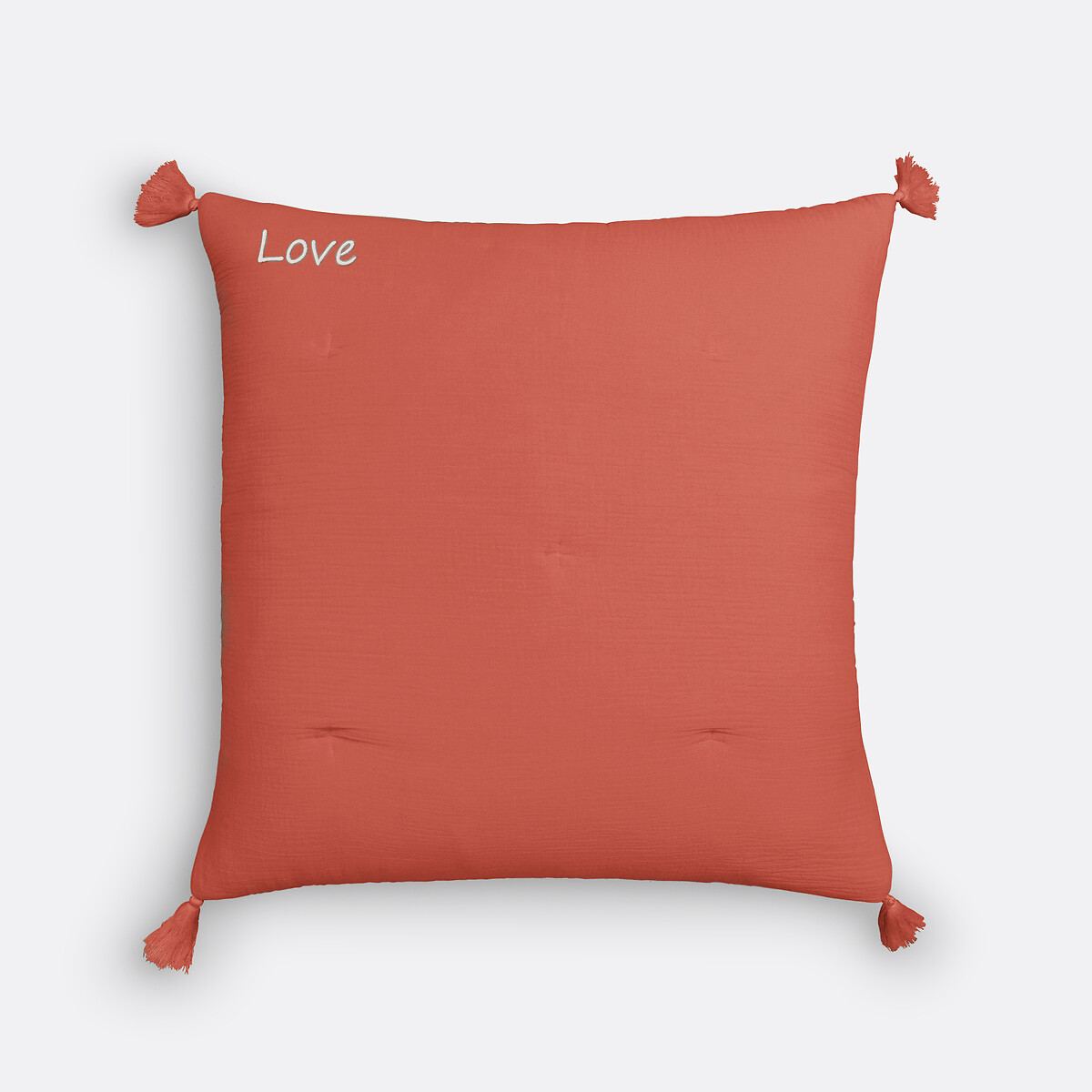 Housse coussin gaze de coton personnalisée Kumla rouge basque, LA REDOUTE INTERIEURS