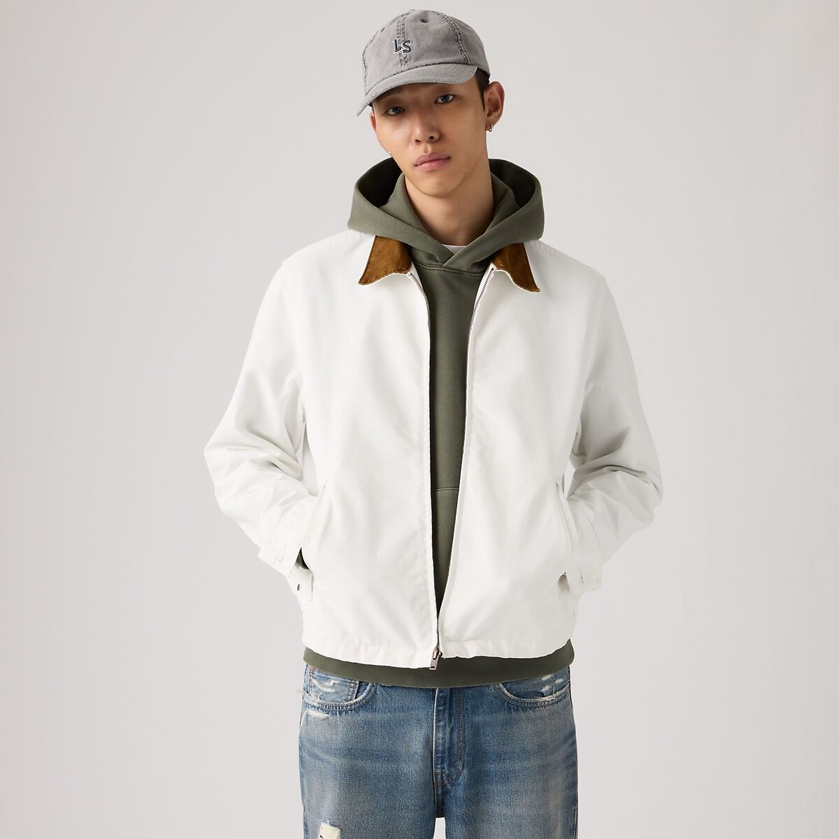 giacca con zip stile Castro con colletto a contrasto bianco, LEVI'S