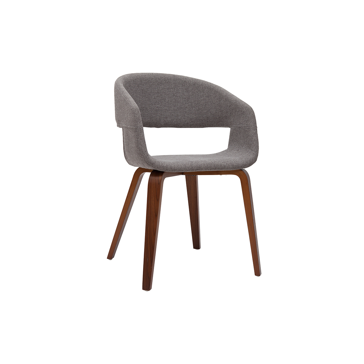 Chaises design en tissu gris et pieds en bois foncé noyer (lot de 2) SLAM gris clair, MILIBOO