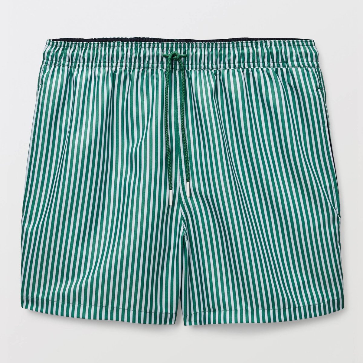 Short de bain à rayures en polyester recyclé salade, MONOPRIX