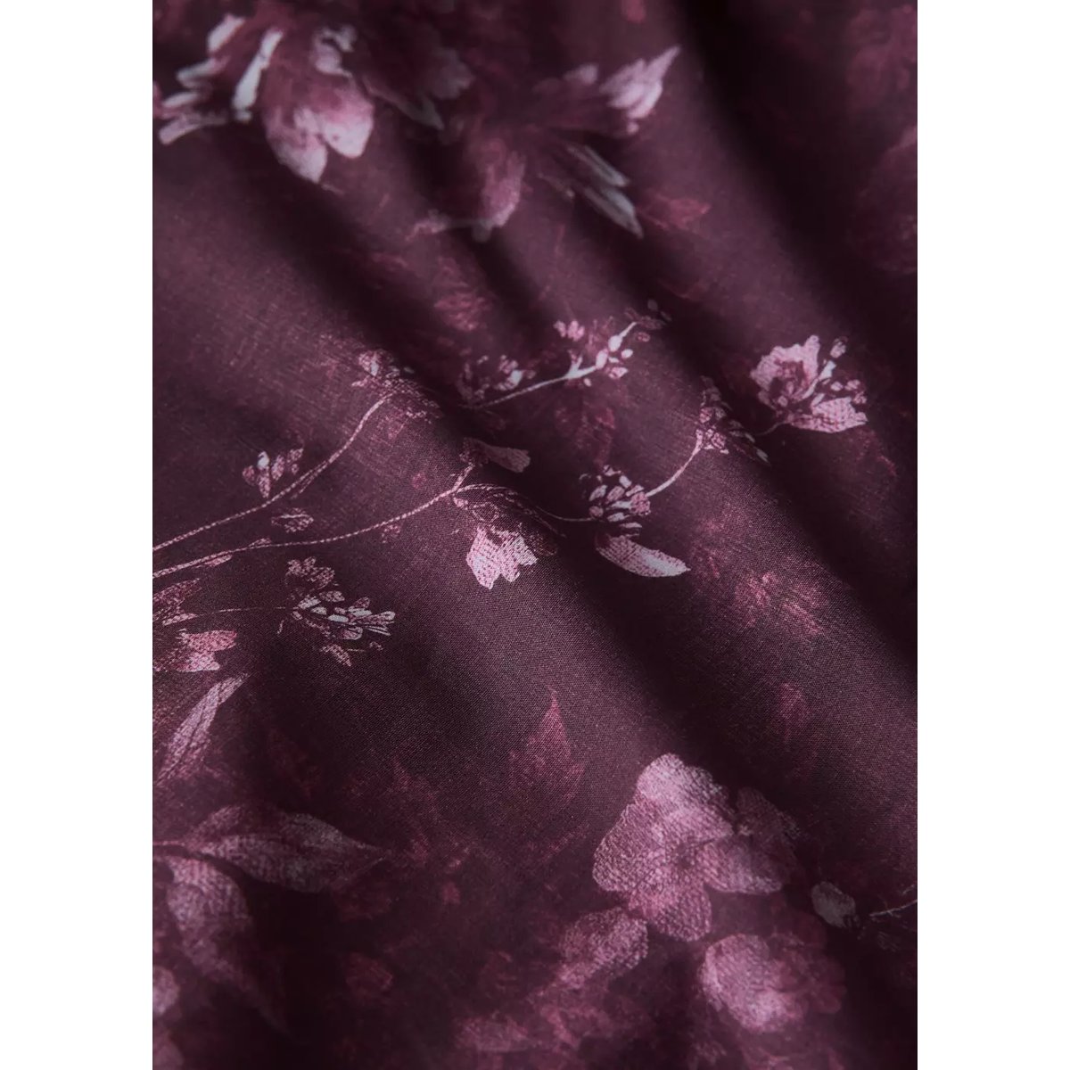 Housse de couette 100 % coton floral Lit 150/160 cm lie de vin, MANGO HOME