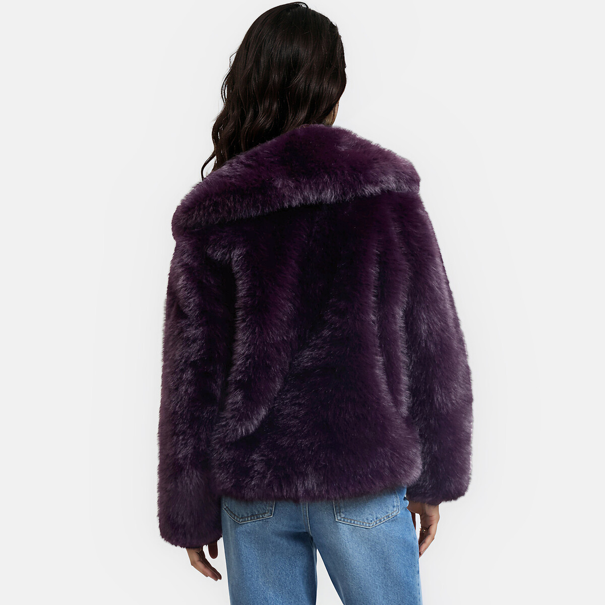 Manteau court duveteux violet, LA REDOUTE COLLECTIONS