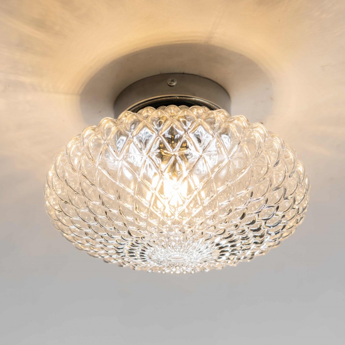 Plafonnier avec abat-jour en verre - ANTHEMIS transparent et chromé, KOSILUM