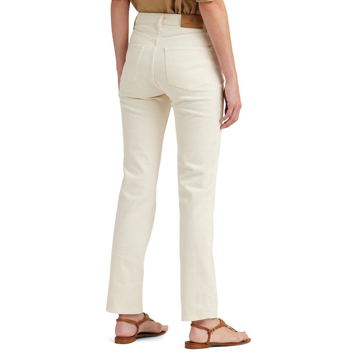 Straight Ankle Grazer Jeans with High Waist ecru , LAUREN RALPH LAUREN