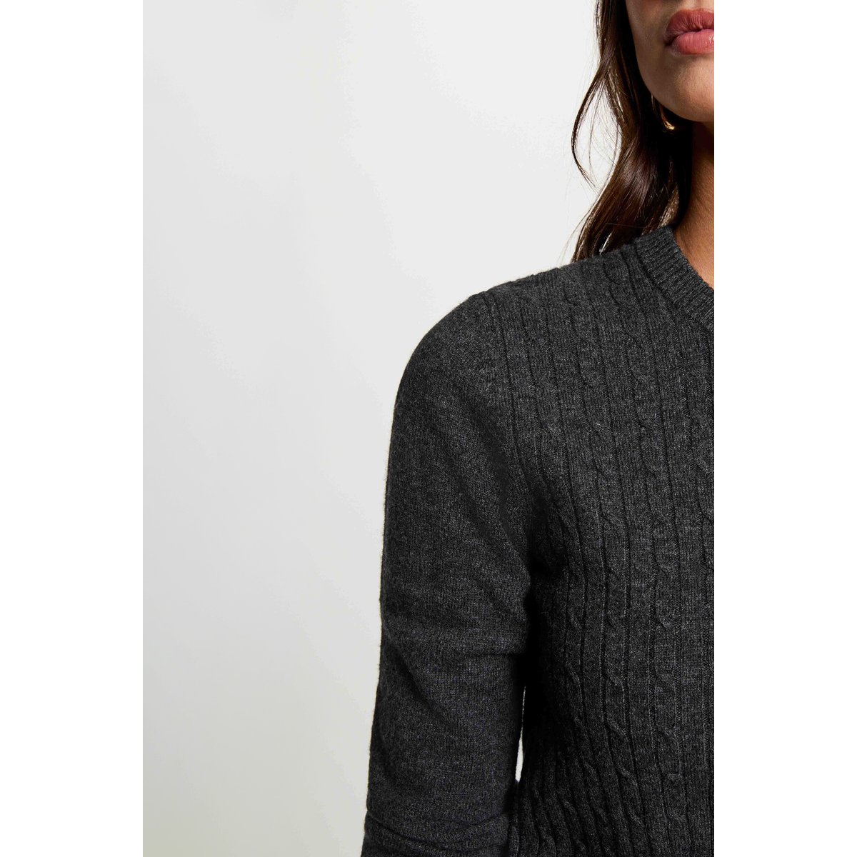 Pull col rond boucle gris foncé, MORGAN