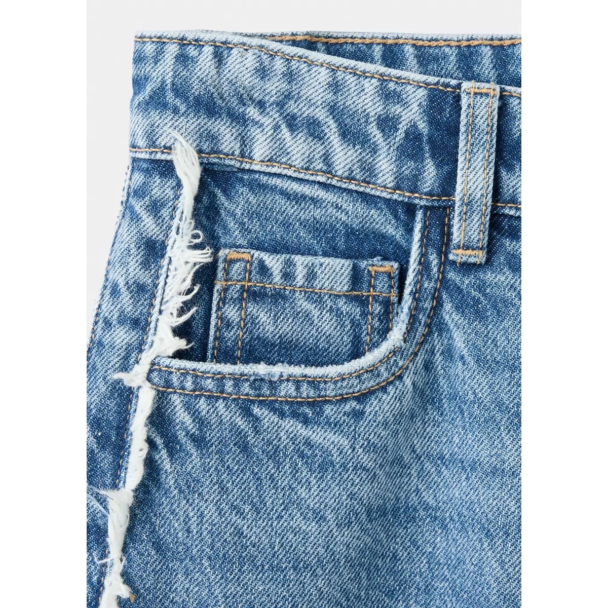 Jean wide leg coutures effilochées bleu moyen, MANGO KIDS