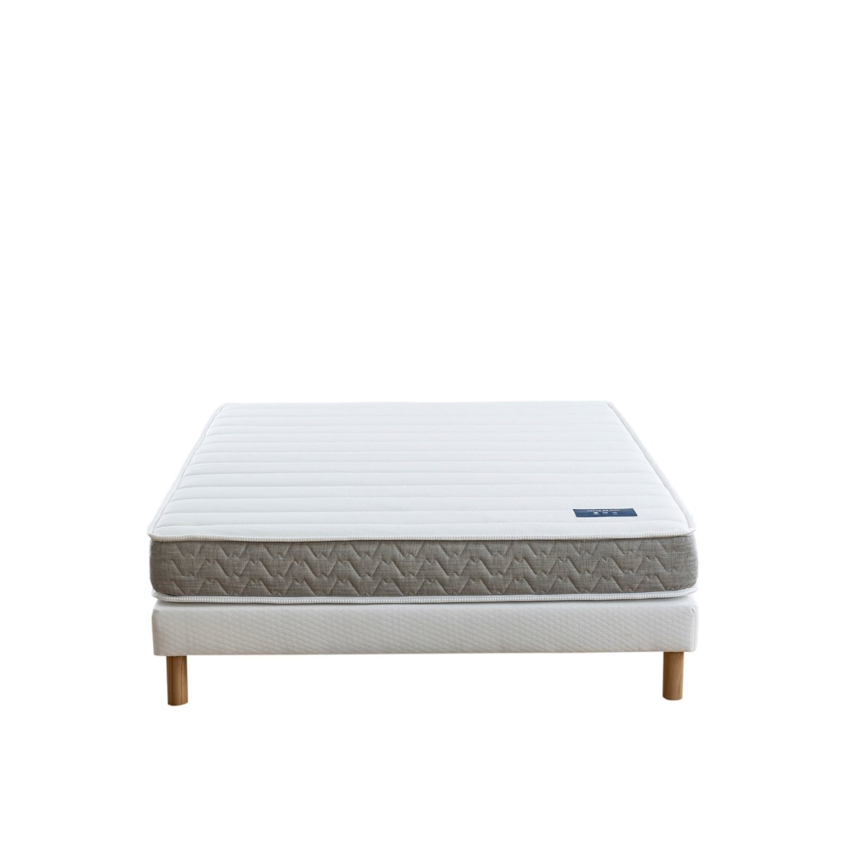 Matelas mousse 19 cm + sommier tapissier + pieds Sérénité 2.0 - Sérénité 2.0 blanc, TERRE DE NUIT