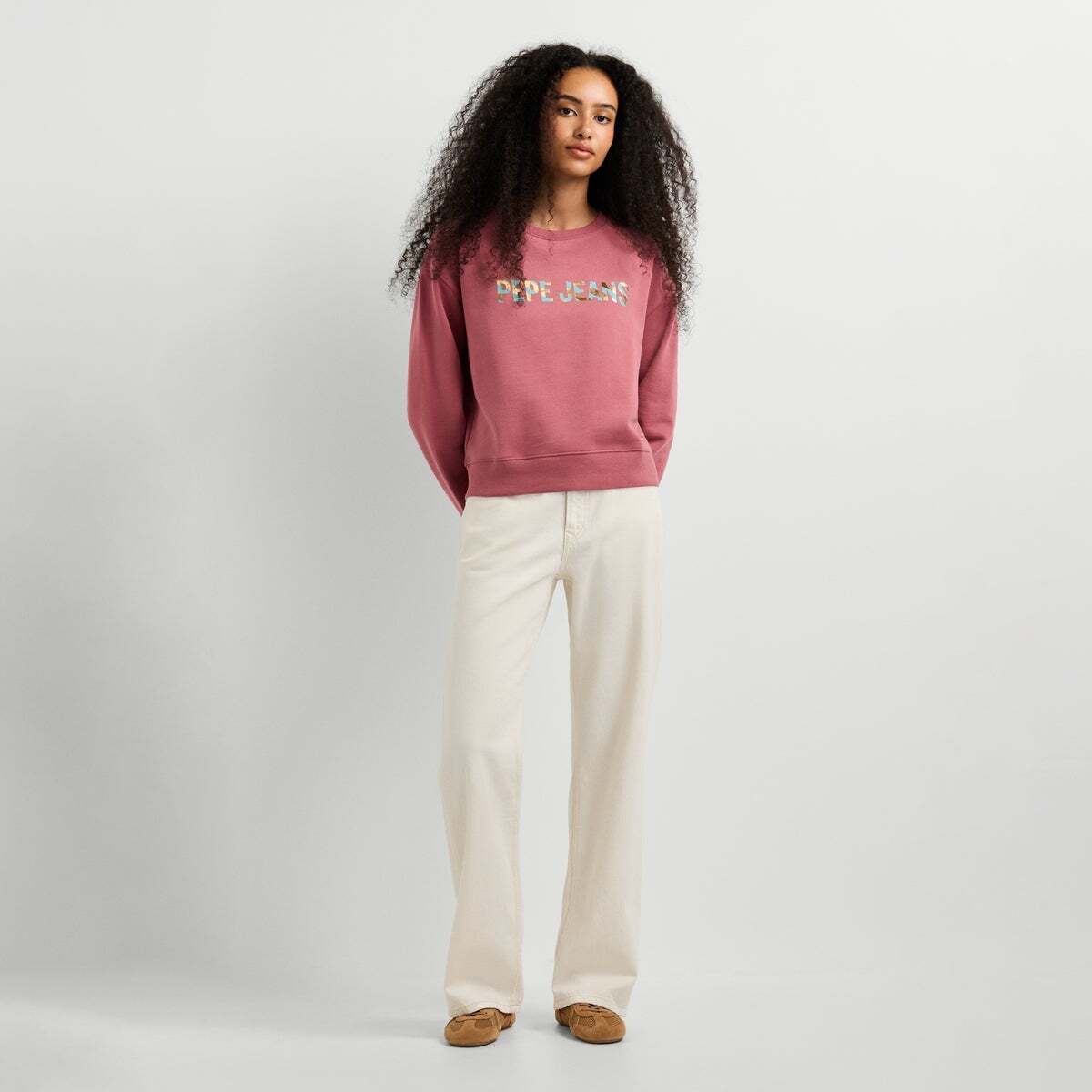 Sweat-Shirt À Col Rond Avec Logo rose foncé, PEPE JEANS