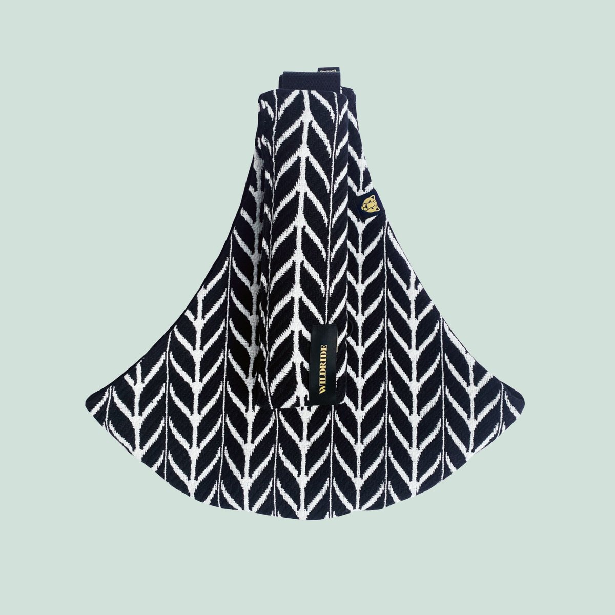 Porte-bébé de hanche premium noir et blanc plumes, WILDRIDE