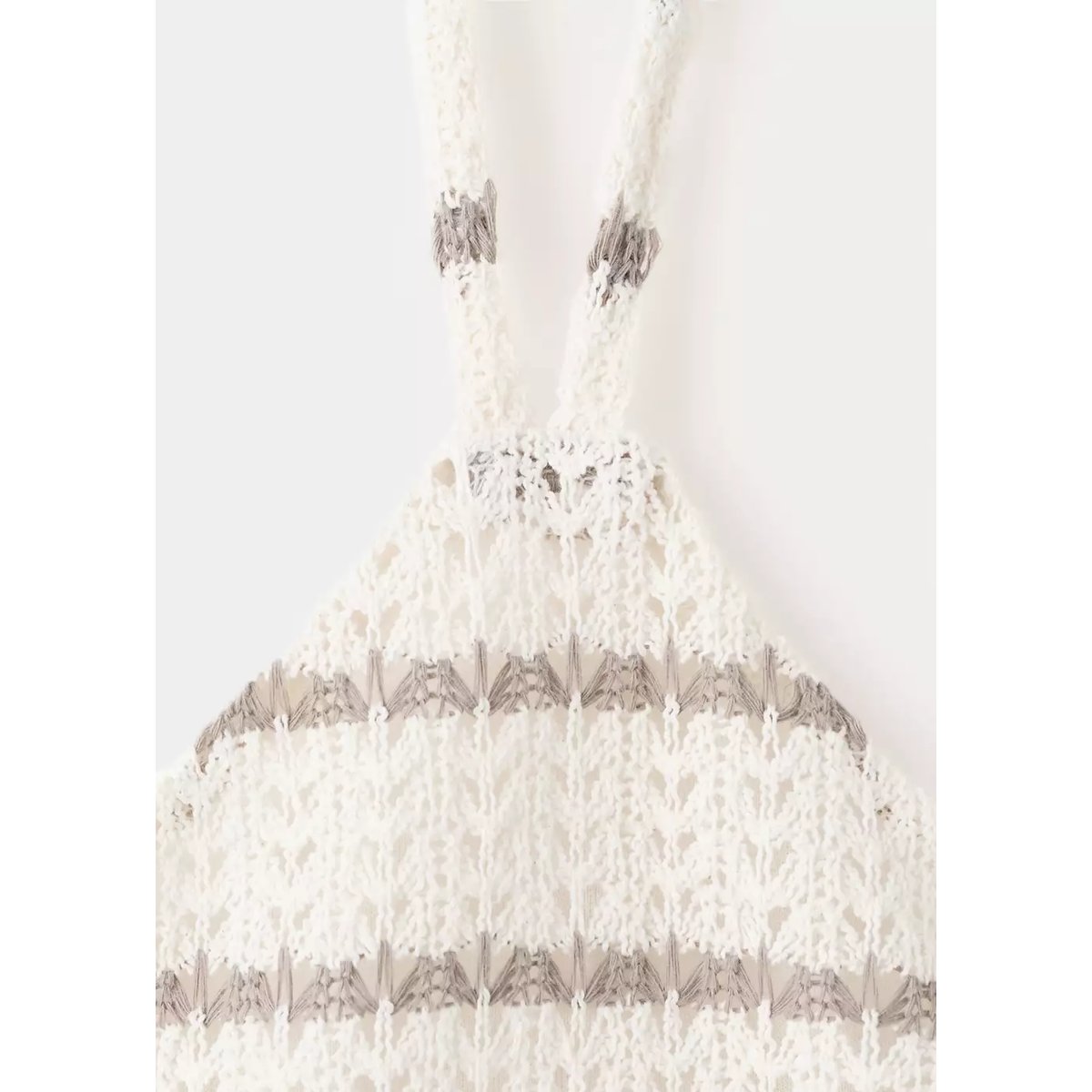 Top halter en crochet écru, MANGO TEEN
