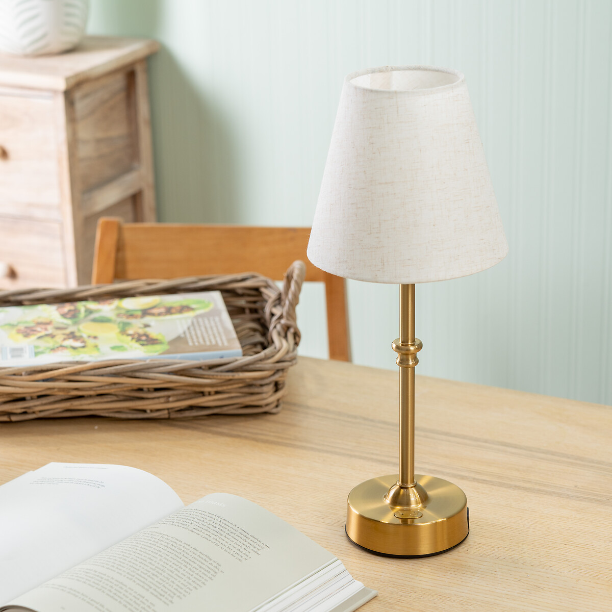 Lillian Rechargeable LED Portable Table Lamp in Antique Brass gold-coloured, SO'HOME