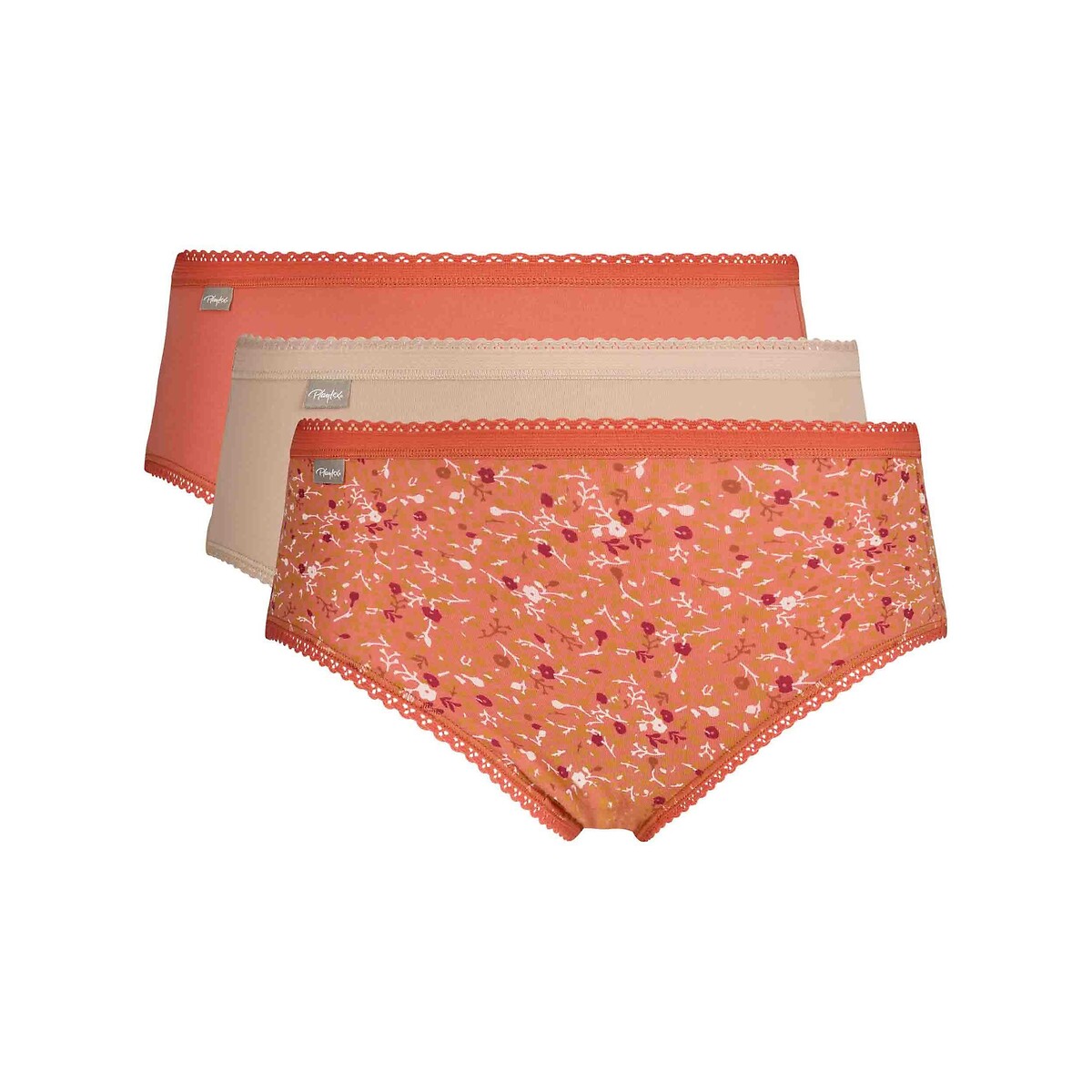 Lot de 3 culottes midi COTTON STRECH lot oranger, PLAYTEX