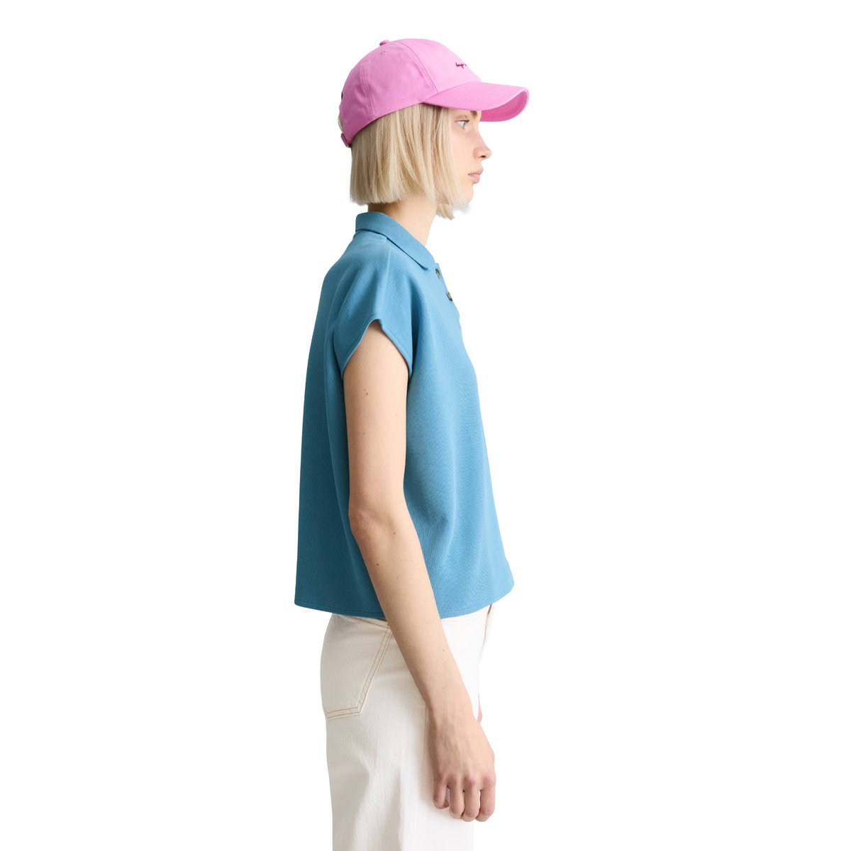 Polo sans manches wide en coton organique bleu clair, MARC O’POLO DENIM