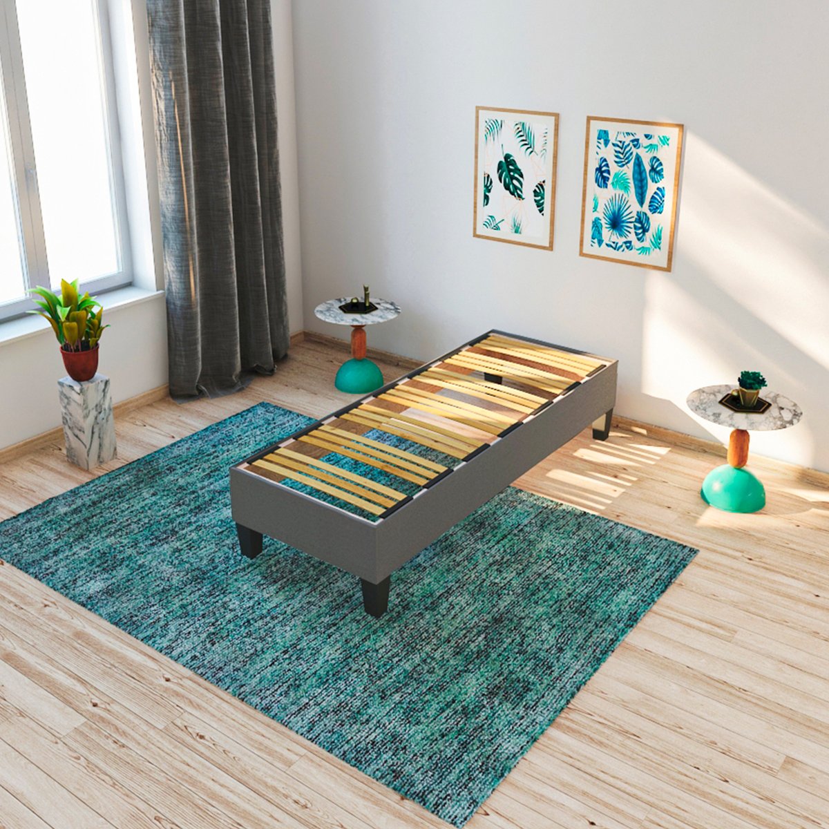 Sommier à lattes en bois Ergostar 180x200 cm Coloris Gris clair Livré en kit gris clair, BELLECOUR