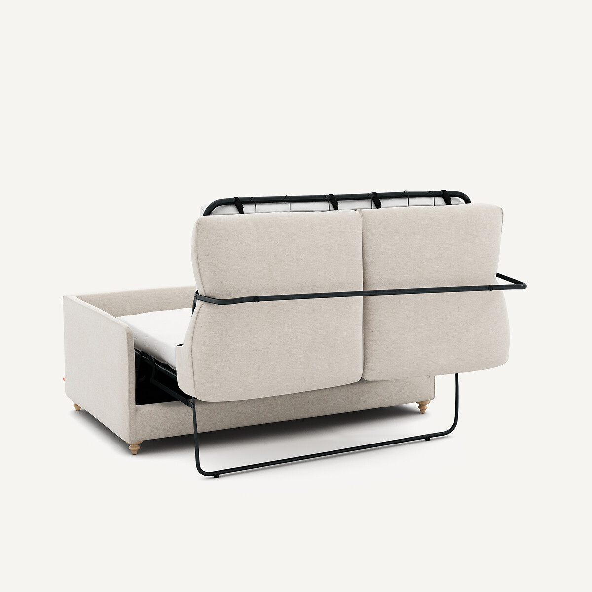 Kompaktes, umwandelbares, 3-sitziges Sofa aus meliertem Stoff, LAZARE elfenbein, AM.PM