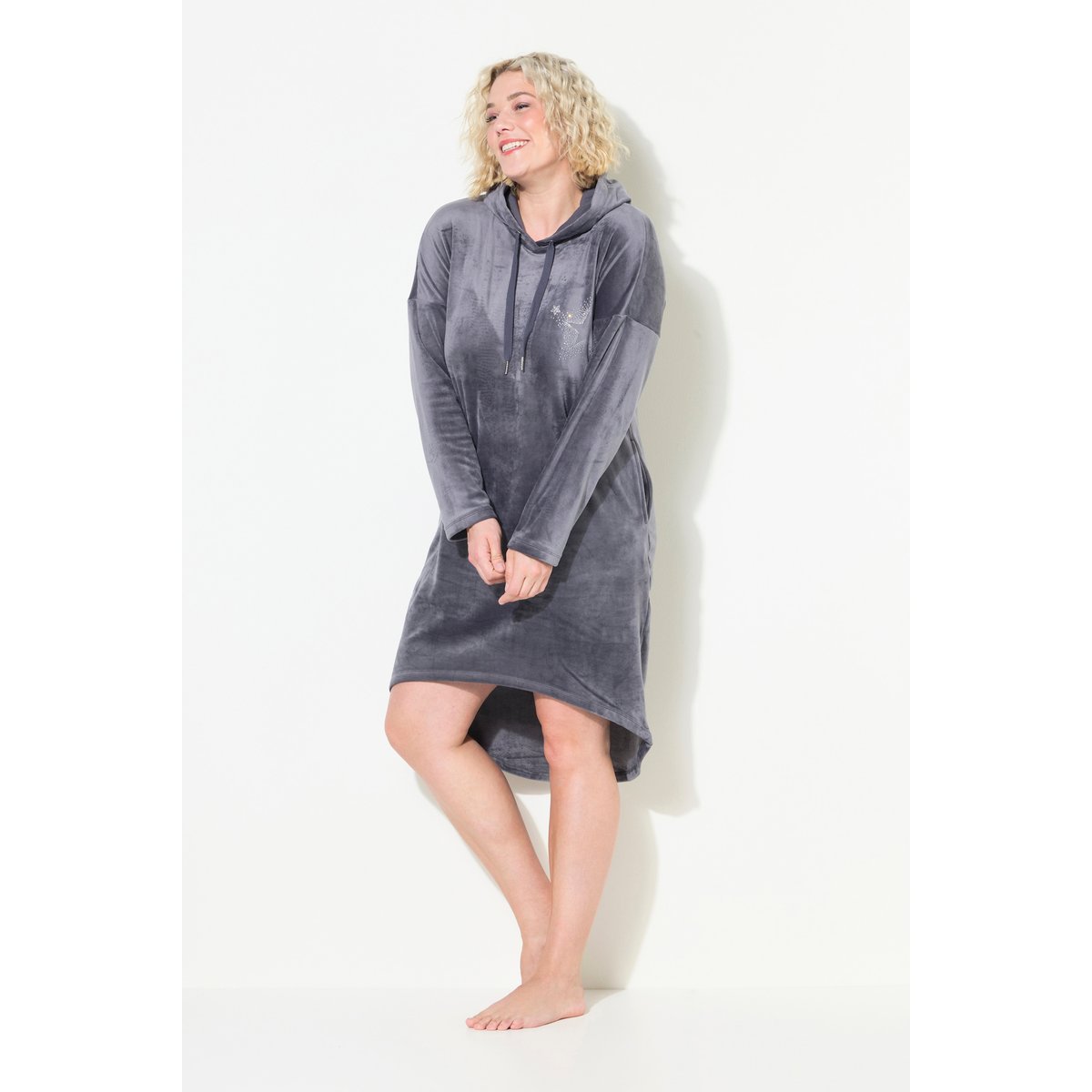 Robe d'intérieur en velours gris foncé, ULLA POPKEN