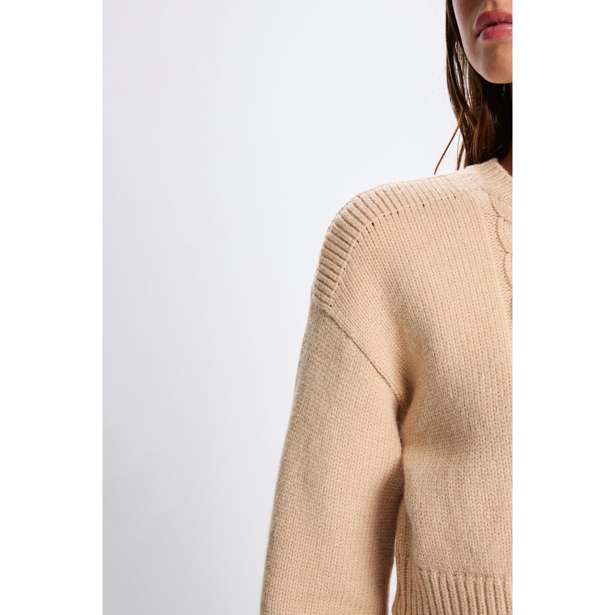 Robe tricot ajustée 2-en-1 beige, MORGAN