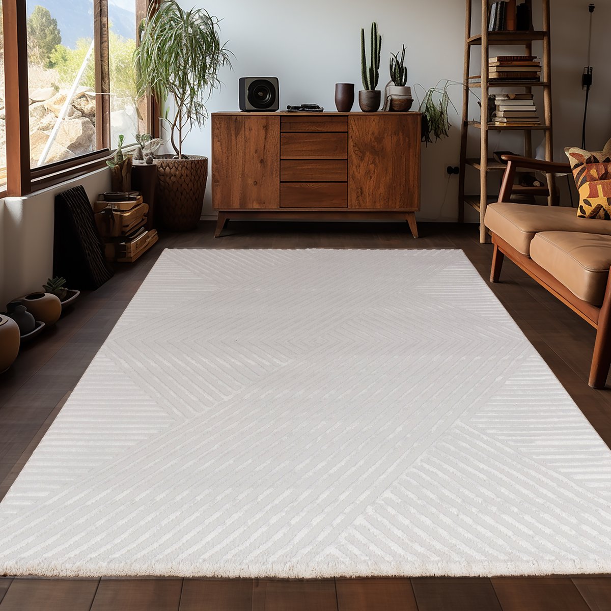 Tapis de salon graphique OIA crème, NAZAR RUGS
