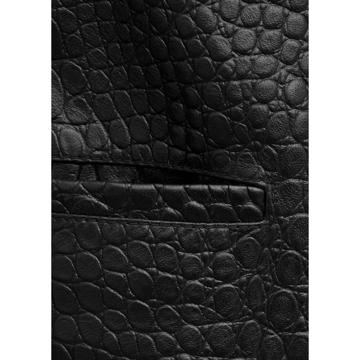 Veste cuir double boutonnage noir, MANGO